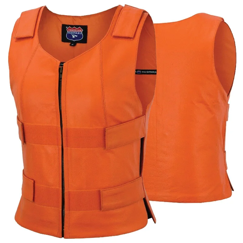 WOMEN ORANGE BULLET PROOF LEATHER VEST Sporty Running Vest