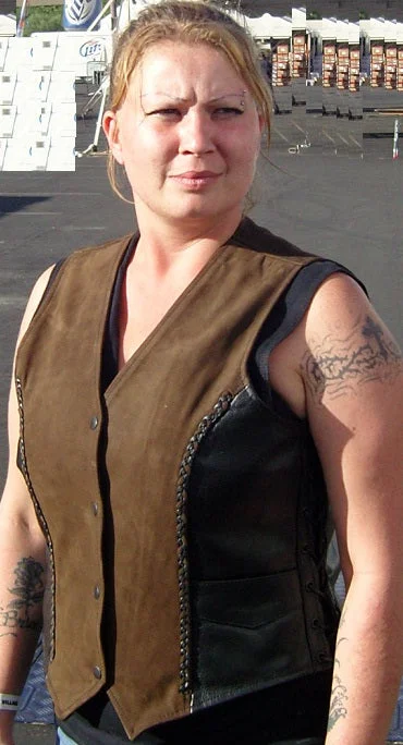WOMEN BROWN LEATHER VEST TWO TONE Soft Cashmere Vest