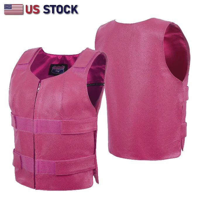 HL14945HOTPINK Women bullet proof style leather vest- for biker club Cozy Teddy Vest HL14945HOTPINK Women bullet proof style leather vest- for biker club Cozy Teddy Vest