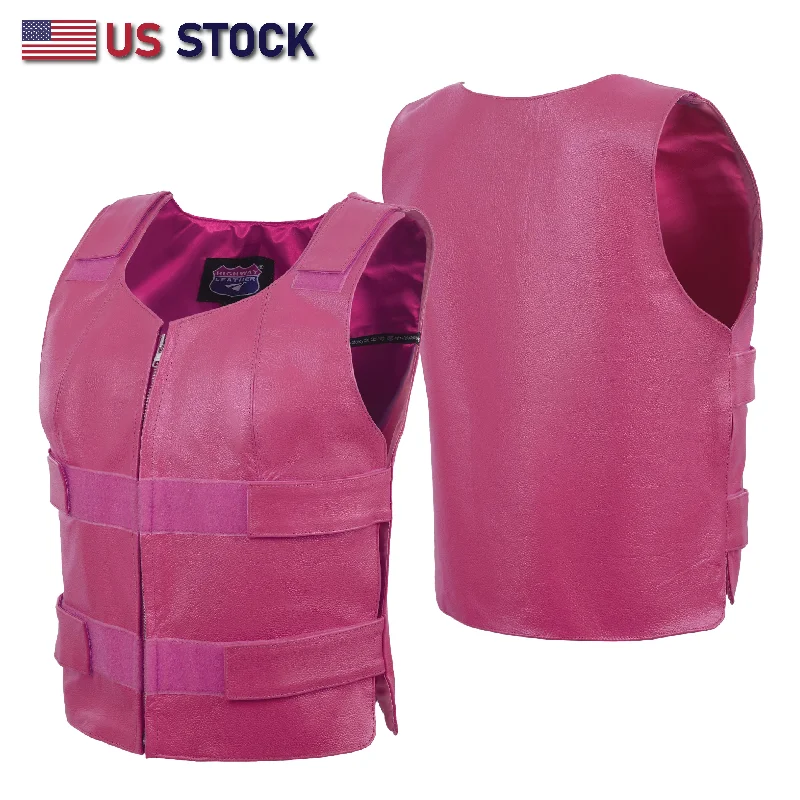 HOT PINK HL14945HOT PINK Women hot pink bullet proof style leather Vest women biker club Elegant Slim Fit Vest HOT PINK HL14945HOT PINK Women hot pink bullet proof style leather Vest women biker club Elegant Slim Fit Vest