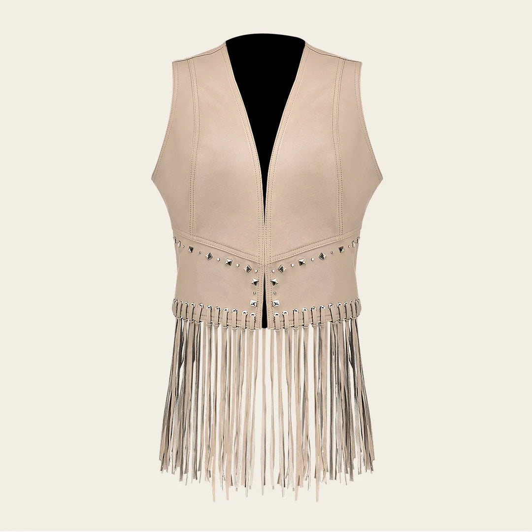 M320COC- Cuadra ivory western fashion lambskin leather vest for women Slim Fit Vest