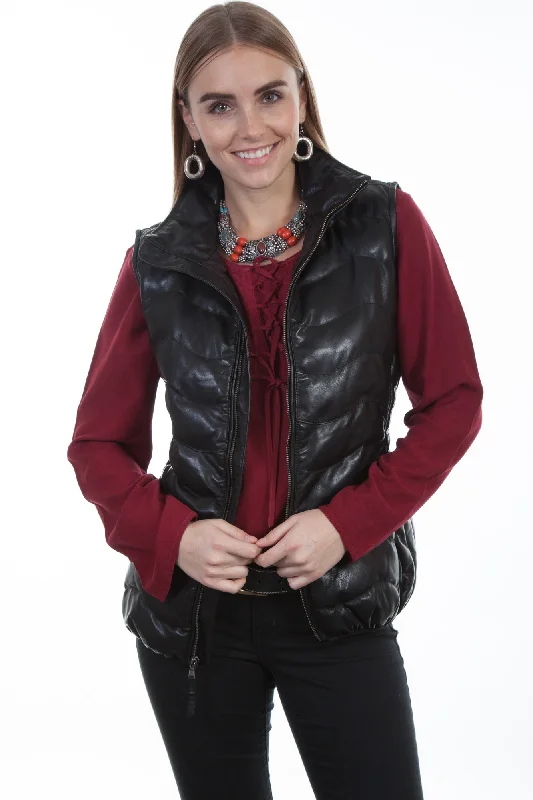 Scully Womens Black Soft Lamb Puffer Vest M Reversible Cozy Vest