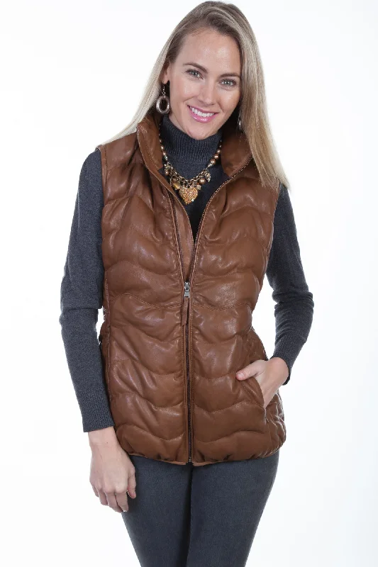Scully Womens Cognac Soft Lamb Puffer Vest Stylish Streetwear Vest