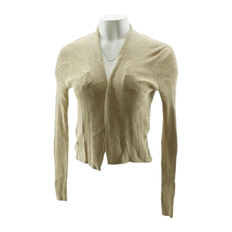 Beige Solid Cardigan Sweater Casual Formal Business