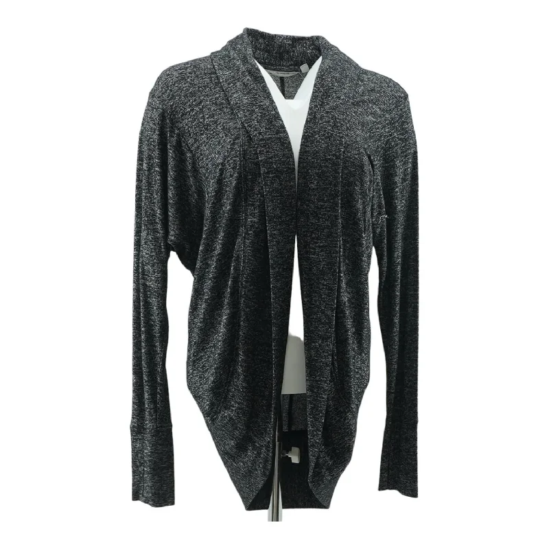 Gray Solid Cardigan Sweater Patchwork Embroidered Appliqued