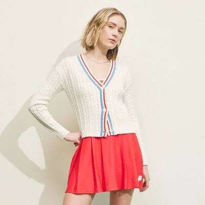 New - Prince Pickleball Women's Cable Knit Cardigan - Cream XL Thin Thick Dense