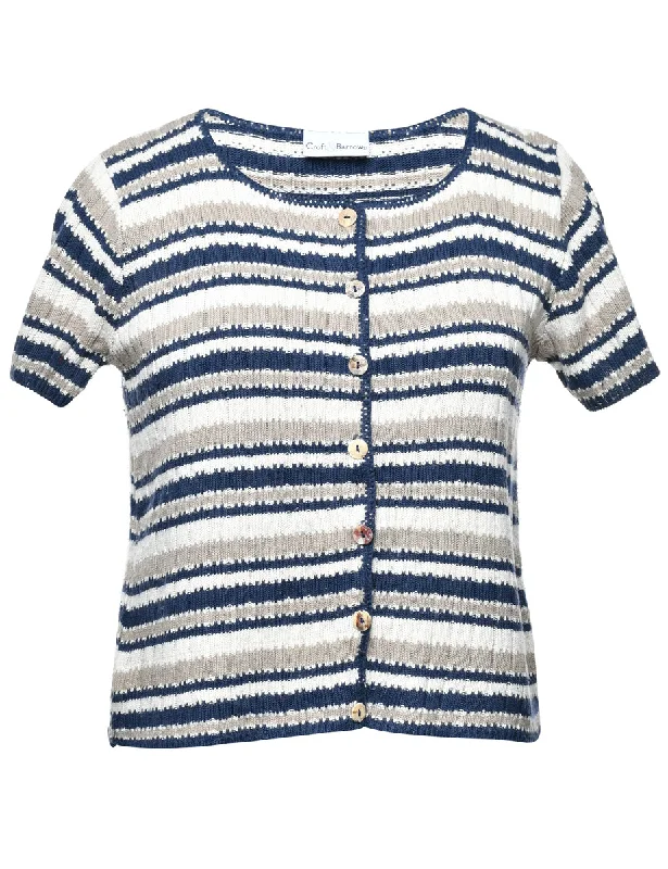 Striped Cardigan - M Terry Terry Cloth Terry Knit