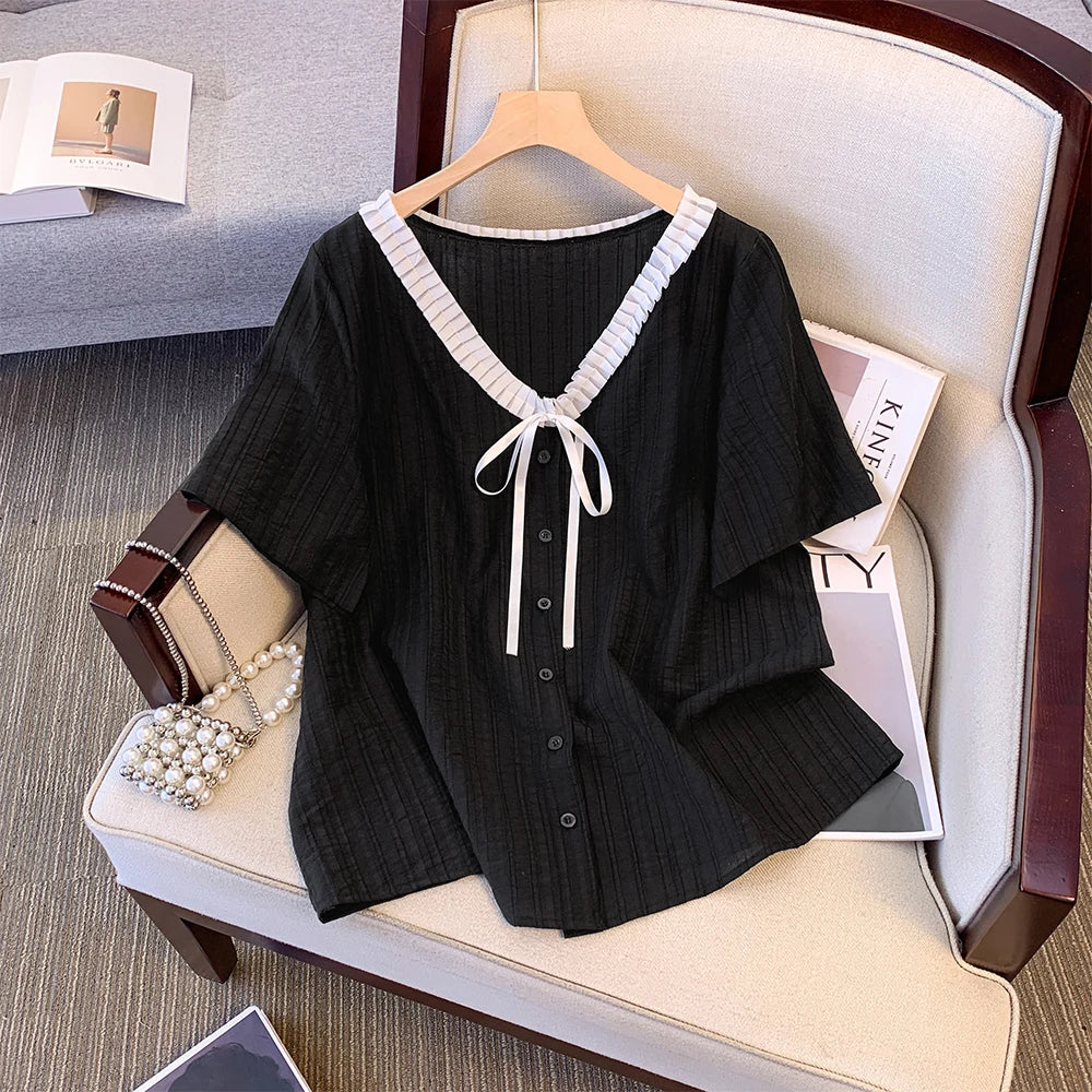 Women's Summer Chiffon Cardigan with Frilly Collar Soft Cozy Warm