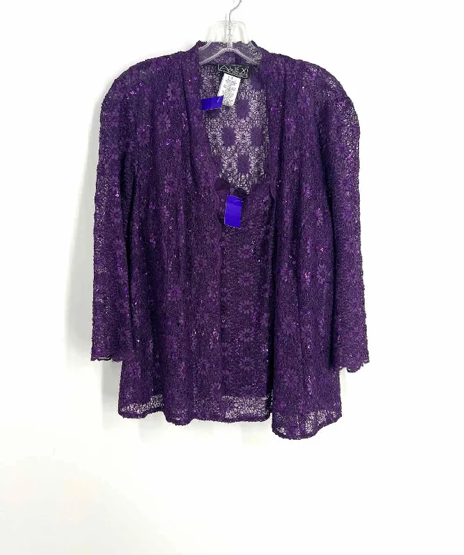 Alex Evenings Size 1X Purple Floral Lace Sequin NEW PLUS Cardigan Set-Plus Slim Fit Regular Fit Oversized Alex Evenings Size 1X Purple Floral Lace Sequin NEW PLUS Cardigan Set-Plus Slim Fit Regular Fit Oversized