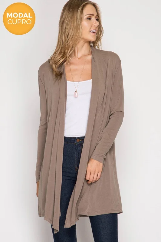 Basic Mocha Cardigan Layered Multi-layer Single Layer