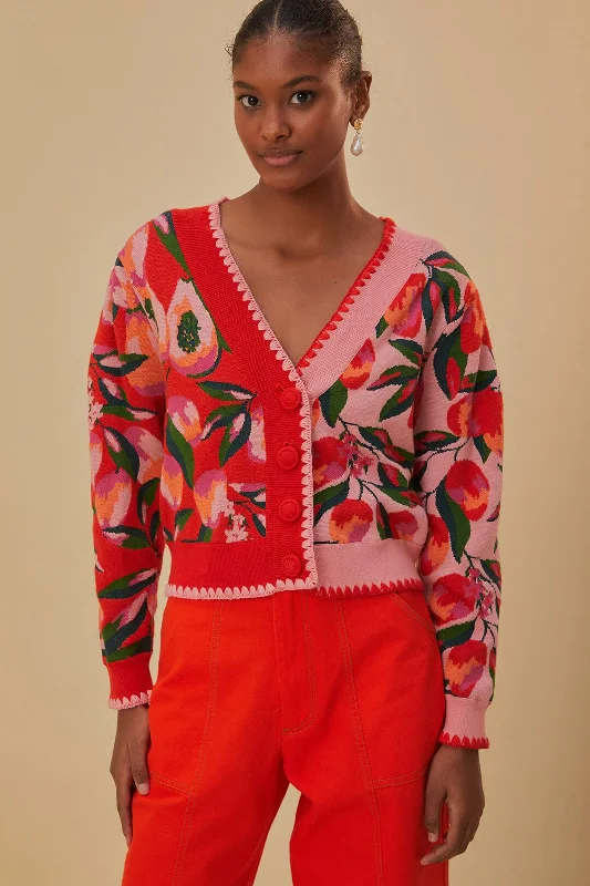 Mixed Papaya Knit Cardigan Tailored Straight A-Line