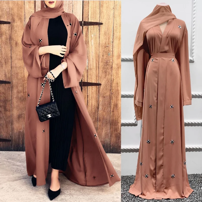 Ramadan Eid Diamond Beading Abaya Kimono Dubai Kaftan / Muslim Cardigan Abaya for Women Casual Robe Open Front Closed Front Wrap Front Ramadan Eid Diamond Beading Abaya Kimono Dubai Kaftan / Muslim Cardigan Abaya for Women Casual Robe Open Front Closed Front Wrap Front