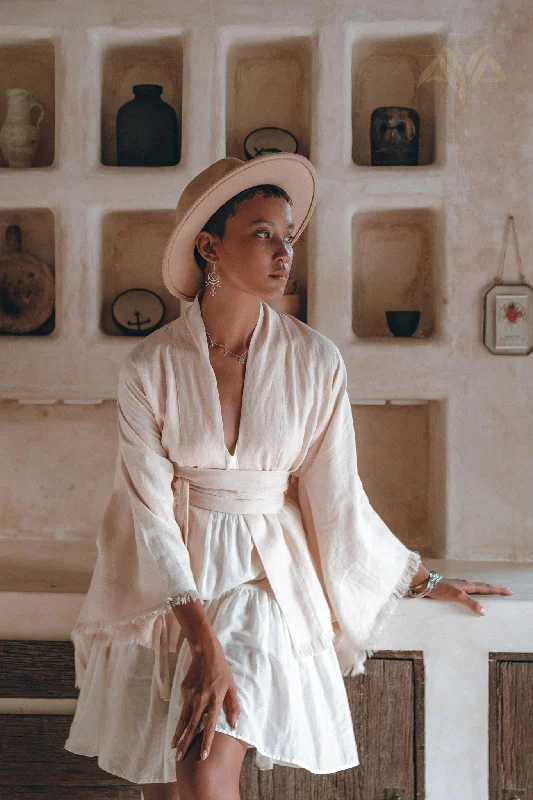 Short Linen Kimono Wrap with Belt • Linen Cardigan for Women Lightweight Heavyweight Midweight Short Linen Kimono Wrap with Belt • Linen Cardigan for Women Lightweight Heavyweight Midweight