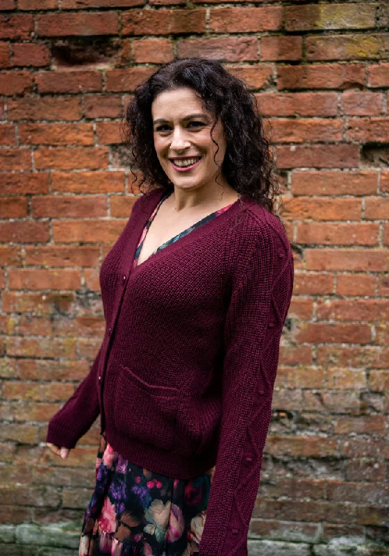 Wine Cable Sleeve Cardigan Casual Formal Business