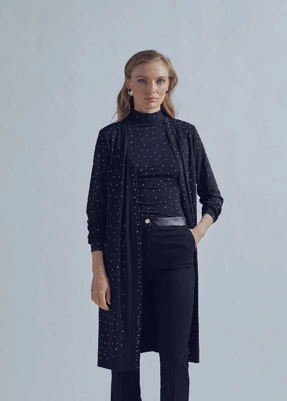 Knit cardigan with rhinestone detail Fitted Loose Oversized