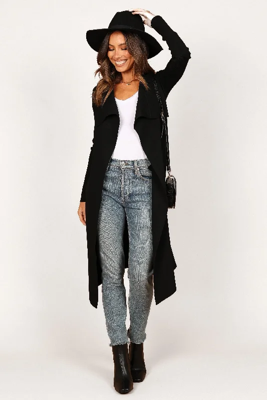 Audrina Cardigan - Black Zippered Buttoned Snapped