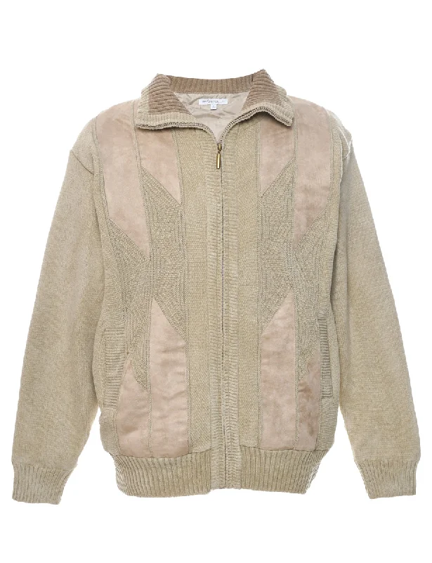 Beige Cardigan - M Open Front Closed Front Wrap Front