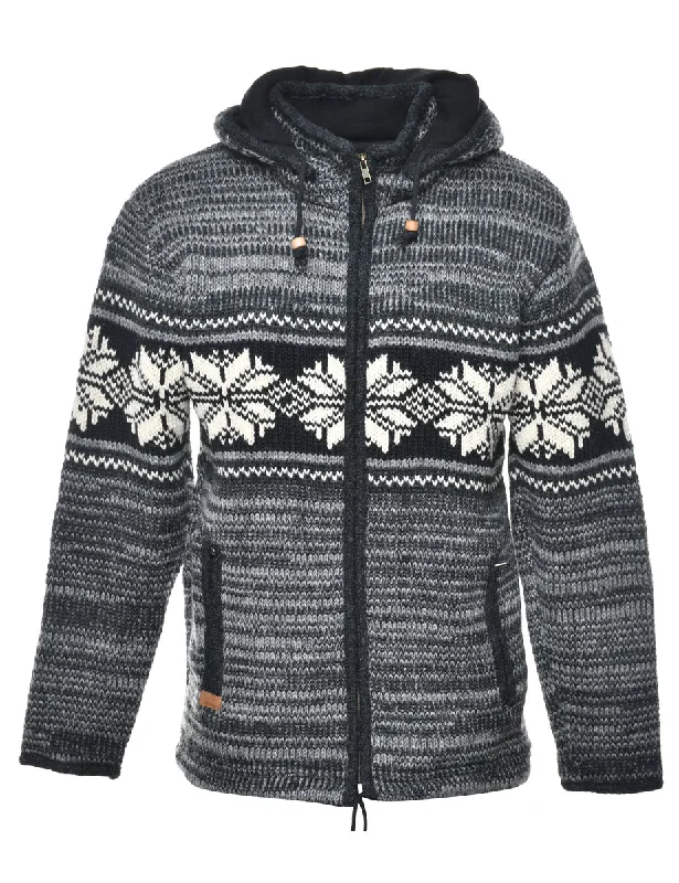 Hooded Nordic Cardigan - M Long Cardigan Short Cardigan Medium Cardigan