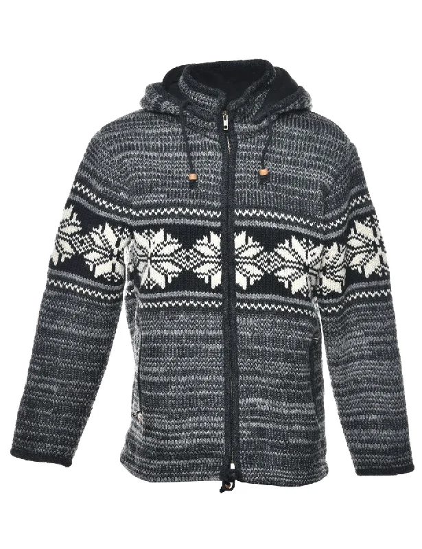Hooded Nordic Cardigan - M Wool Cardigan Cotton Cardigan Cashmere Cardigan