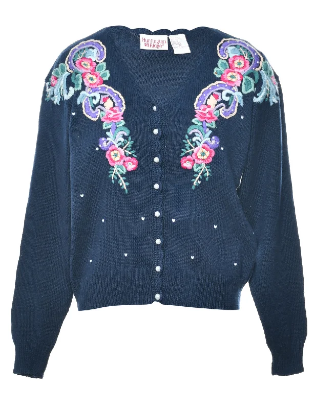 Navy Cardigan - M Faux Fur Fabric Real Fur Fabric Shearling Fabric