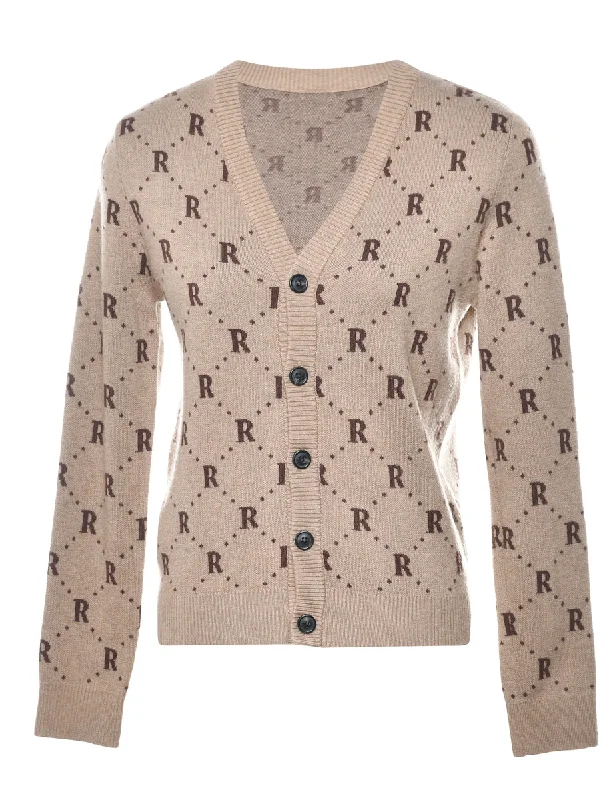 Patterned Cardigan - S Ribbed Striped Patterned