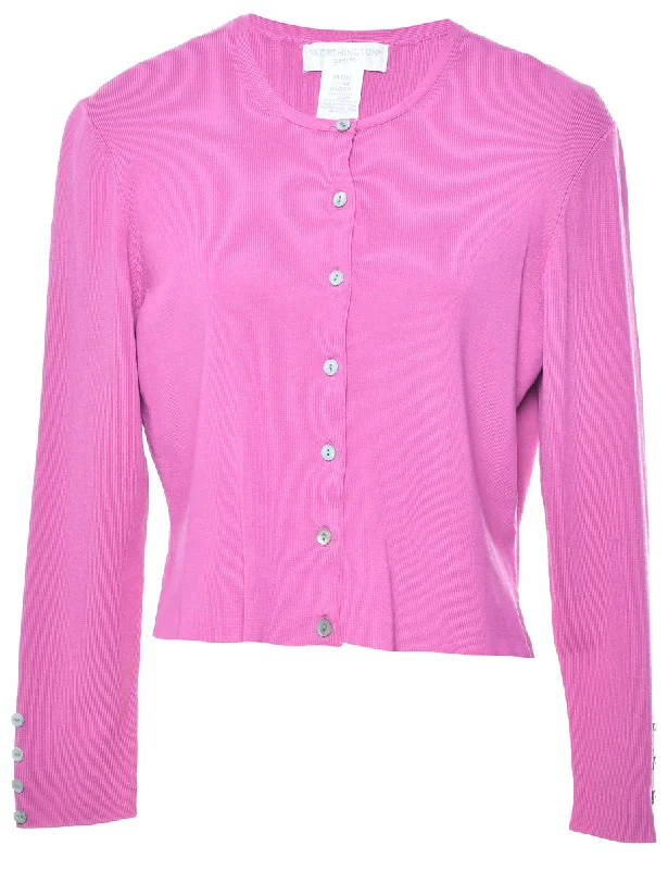Pink Cardigan - L Cotton Fabric Linen Fabric Terry Fabric