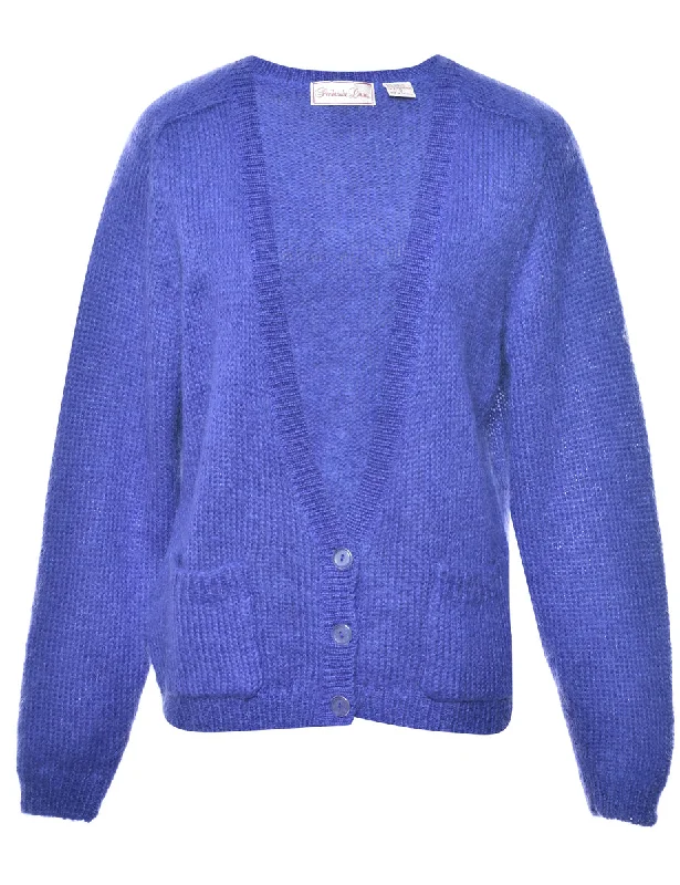 Purple Cardigan - S Notch Collar Peter Pan Collar Cowl Neck
