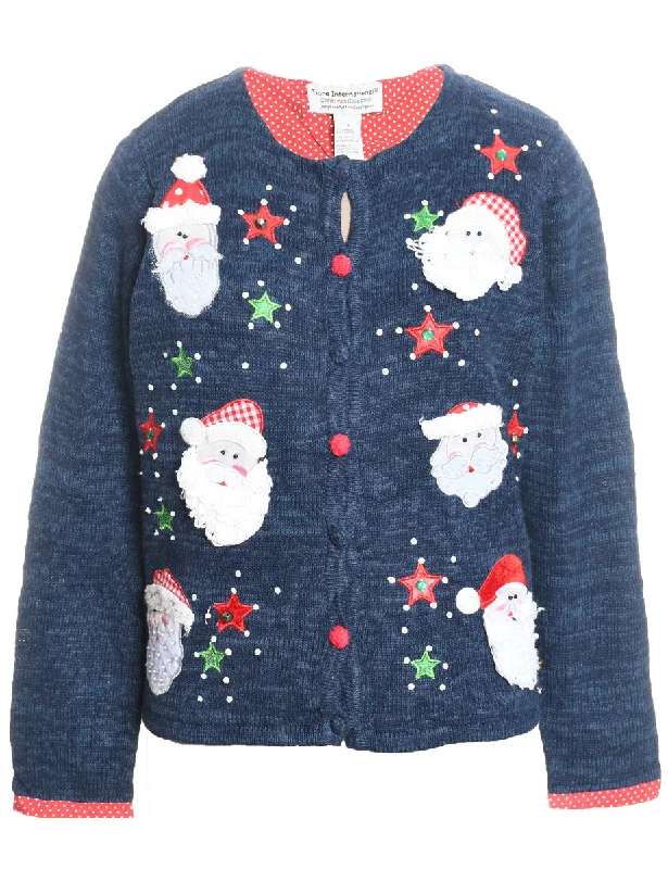 Santa Claus Christmas Cardigan - L Seamless Knitted Crochet