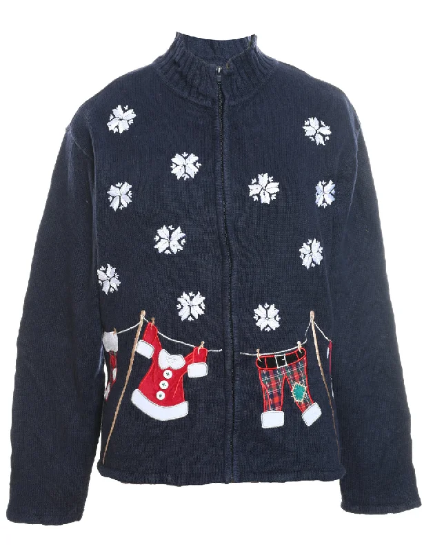 Snowfall Design Christmas Cardigan - L Bright Pastel Dark