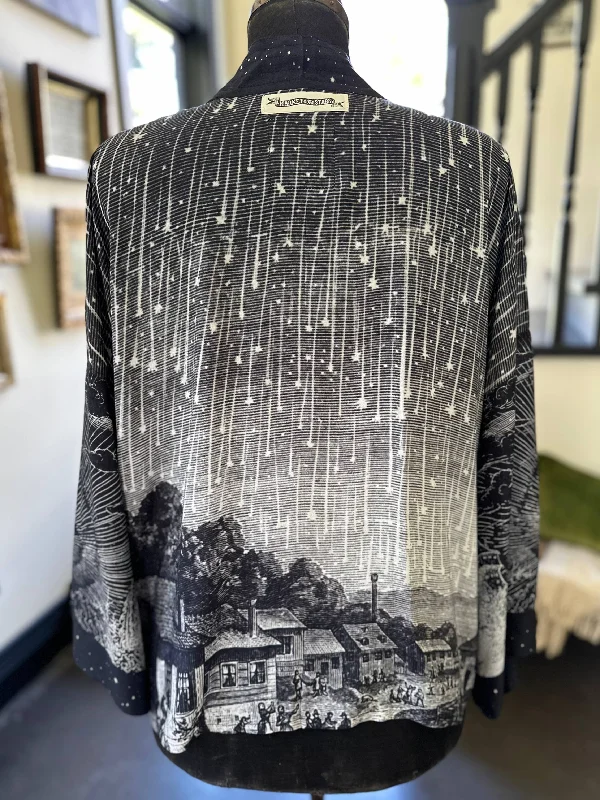 Stargazer Cropped Bamboo Cardigan Handmade Hand-knitted Hand-woven
