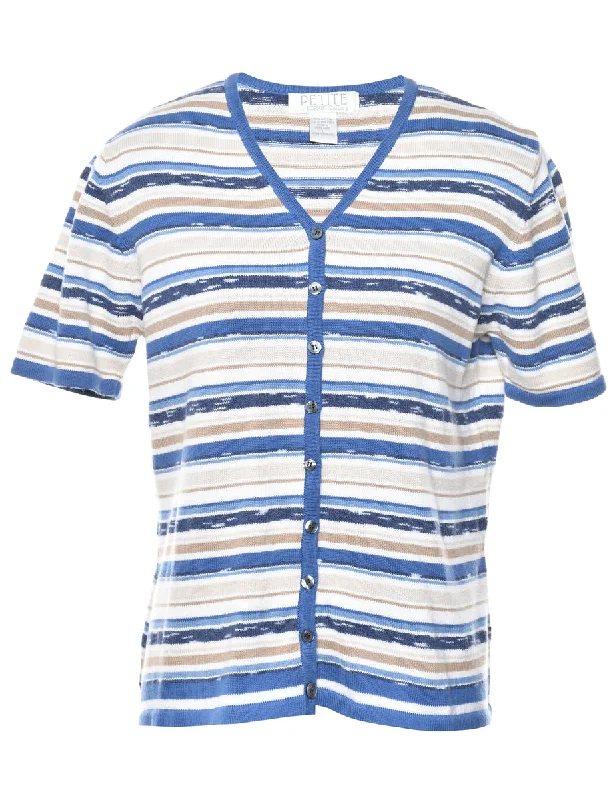 Striped Cardigan - L Chenille Fabric Brocade Fabric Lace Fabric