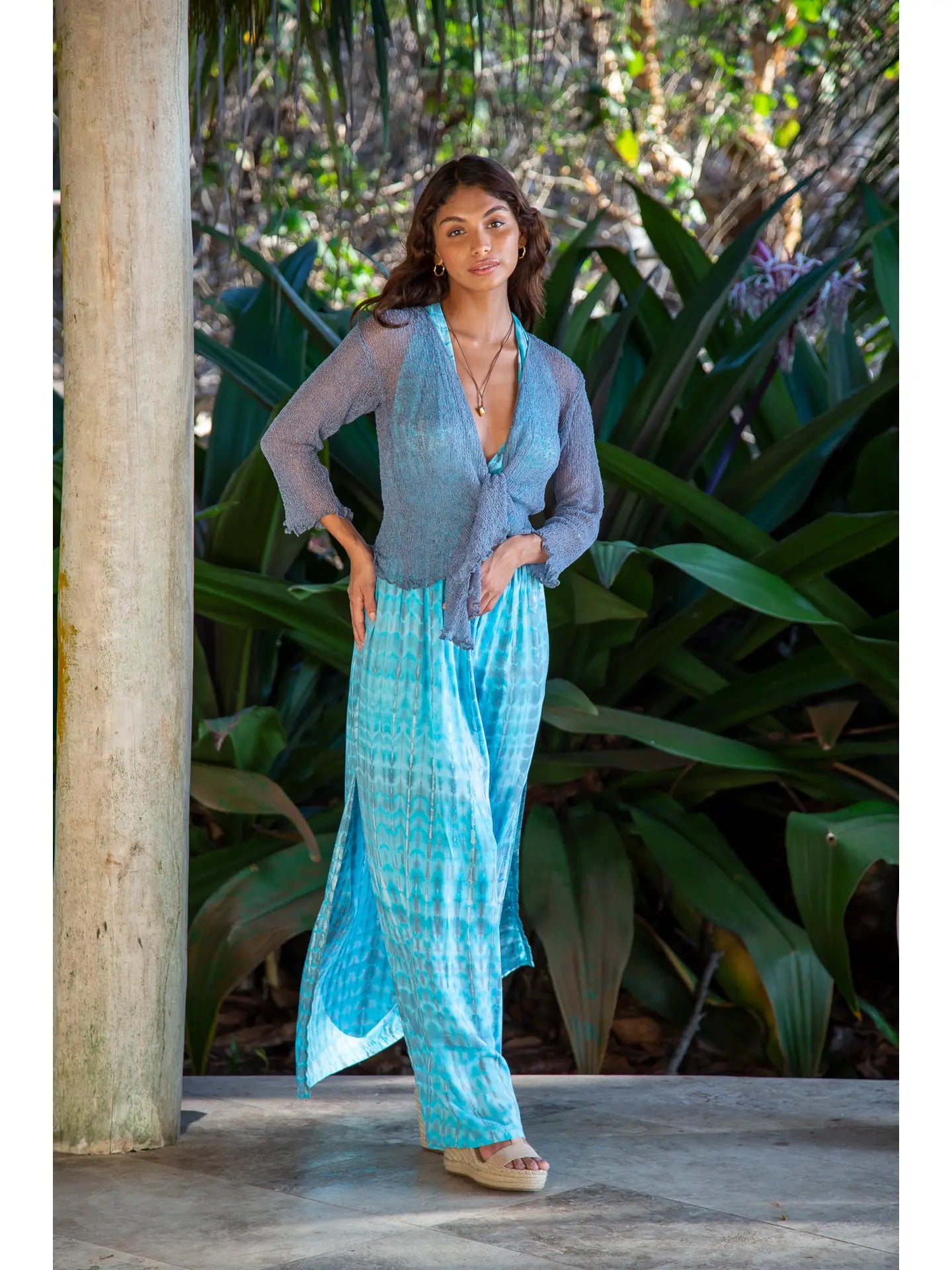Summer Knit Sheer Cardigan Bolero Shrug Cover Glossy Satin Silk