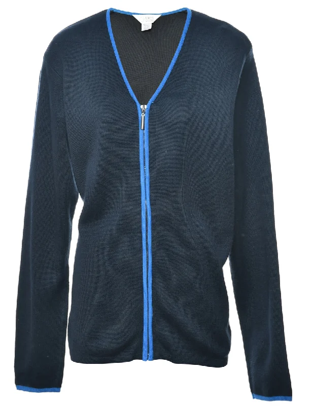 Zip Front Cardigan - L Fleece Fabric Down Fabric Feather Fabric